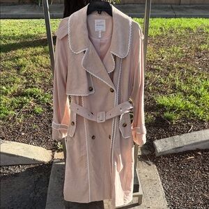 Avec Les Filles Pink Trench Coat with White Accents